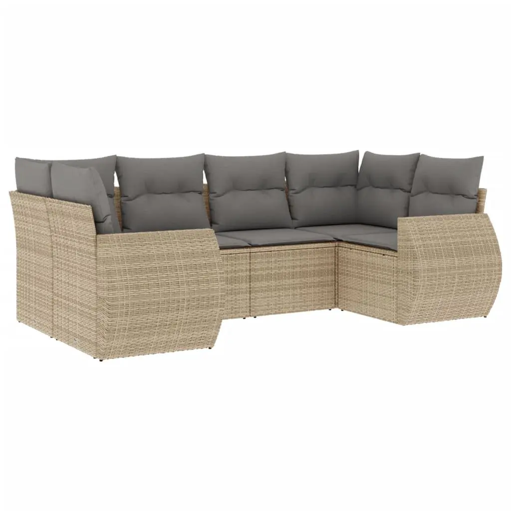 6-Piece Beige Outdoor Modular Sectional Sofa Set