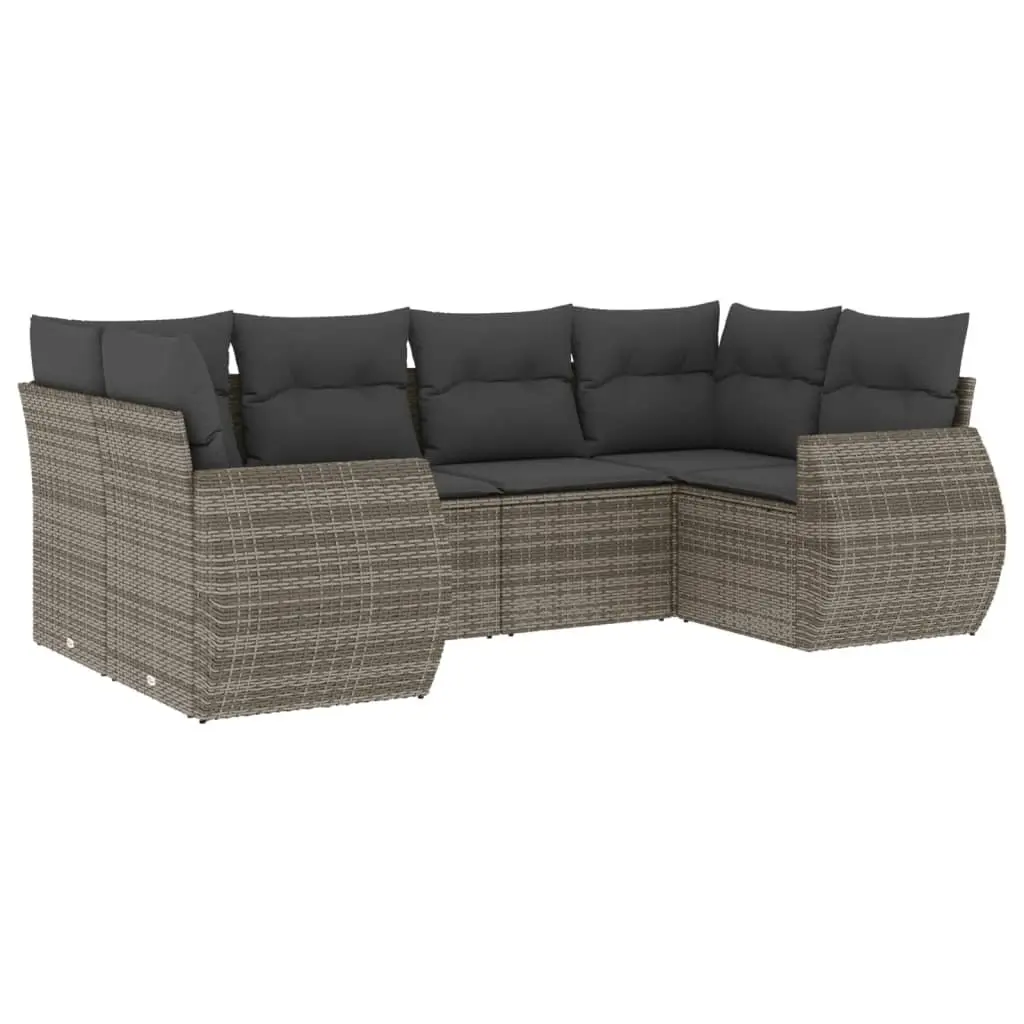 Outdoor Garden Sectional Sofa Set 6 Piece Grey Modular Patio Furniture with