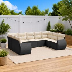 Premium 9-Piece Outdoor Sectional Sofa Set in Black