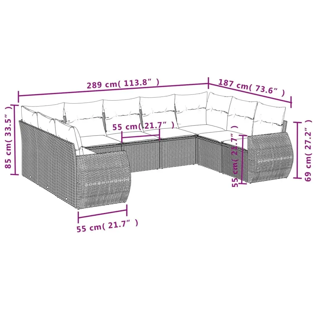 Beige Modular Outdoor Sectional Sofa Set with Cushions