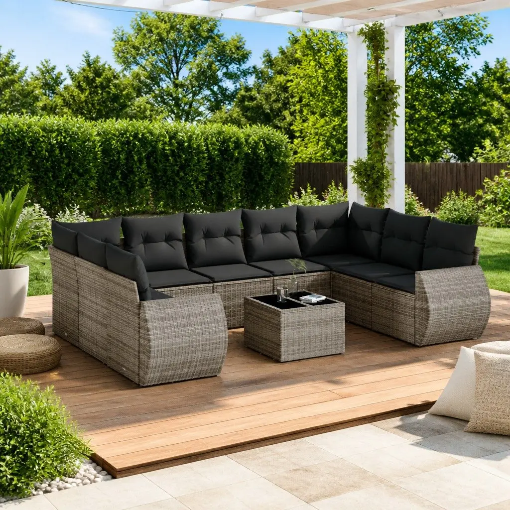 10-Piece Grey Modular Outdoor Sofa Set