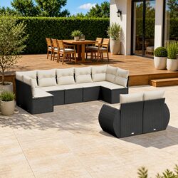 High-Quality 9 Piece Black Sectional Garden Sofa Set