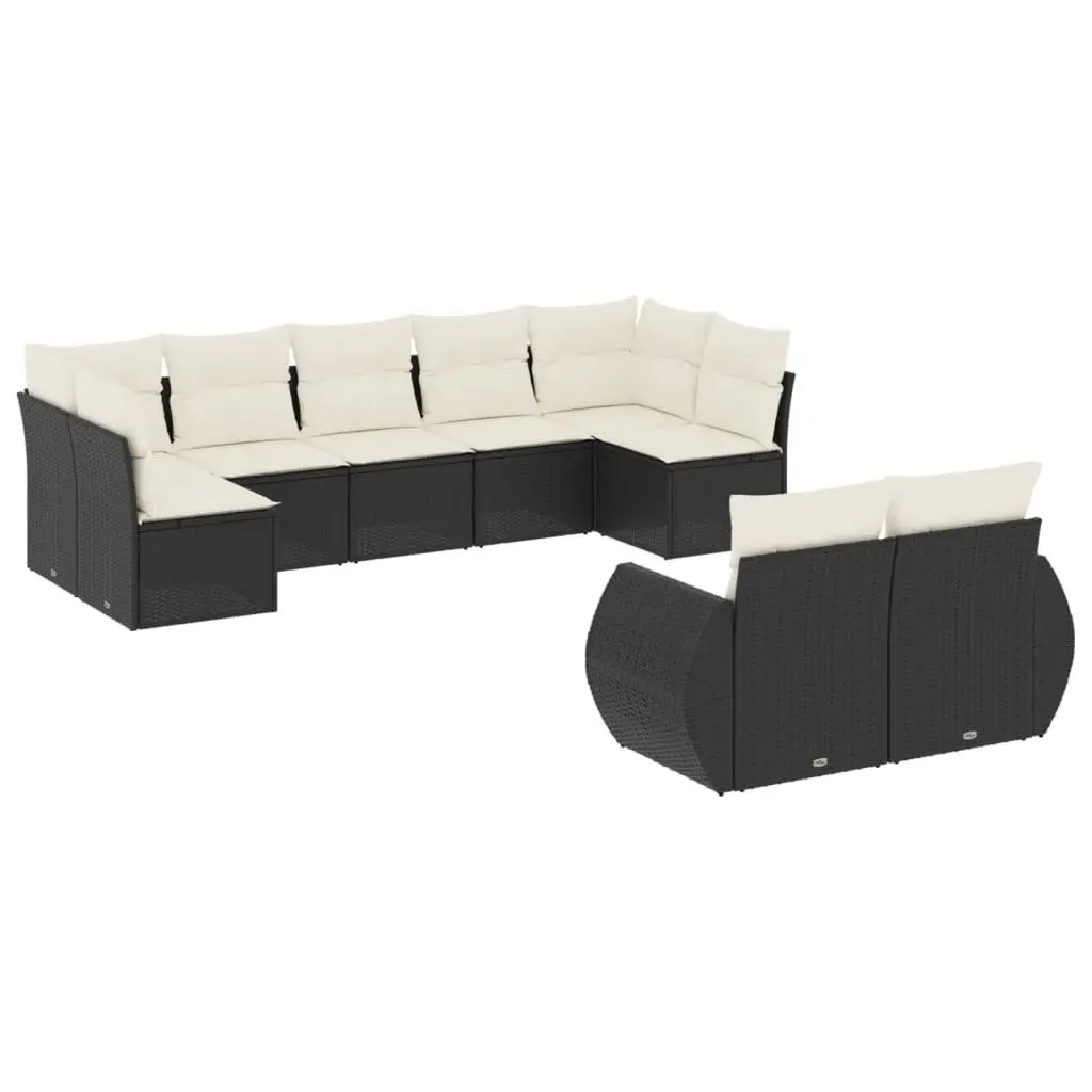 9 Piece Black Sectional Garden Sofa Set