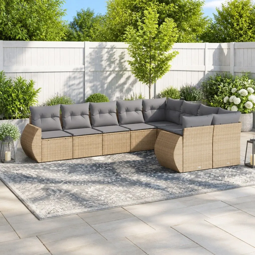 9-Piece Outdoor Sectional Sofa Set with Cushions