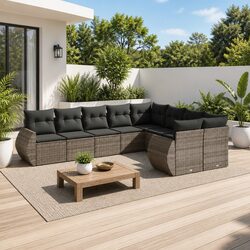 Premium Grey Outdoor Sectional Sofa Set - 9 Pieces