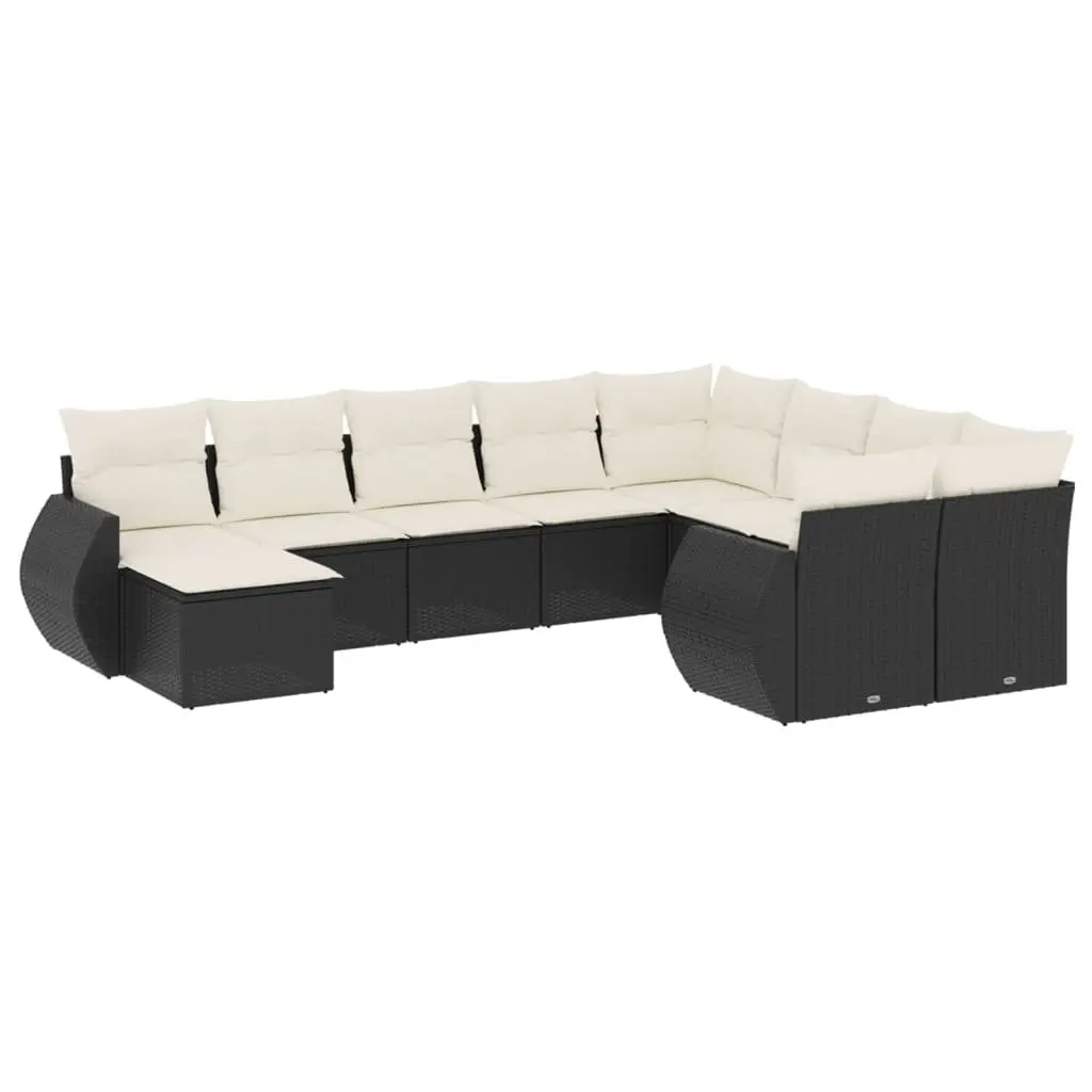 10-Piece Outdoor Sectional Sofa Set in Black