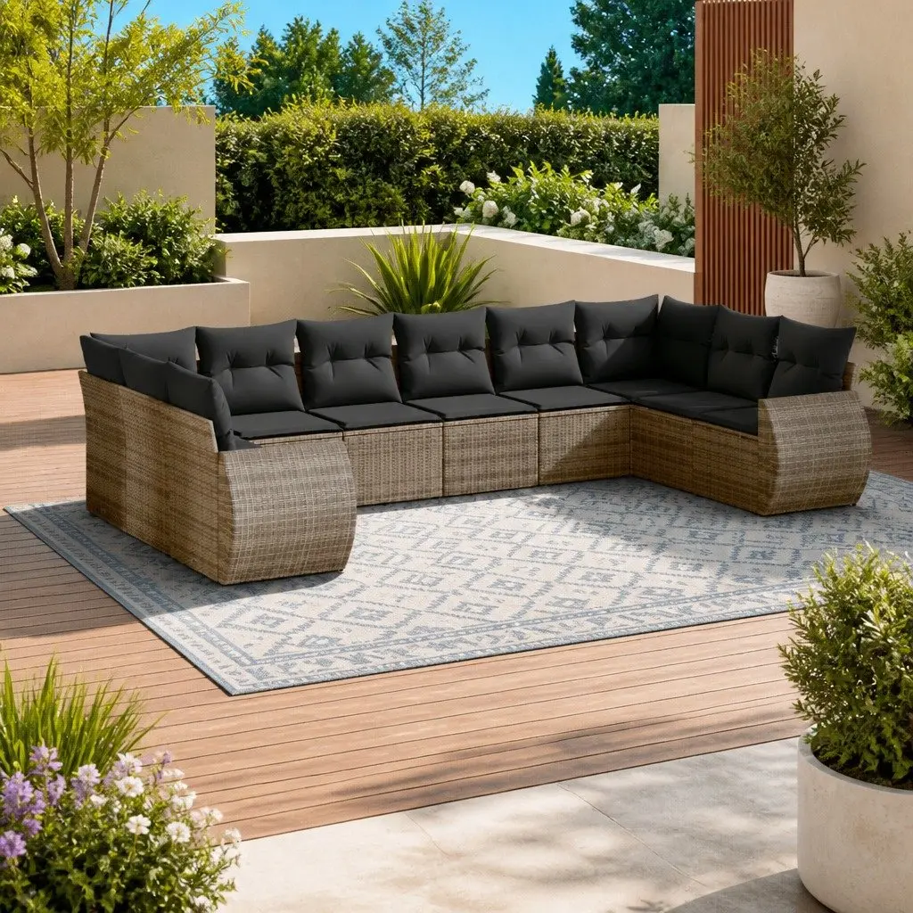 Grey Modular Sectional 10 Piece Garden Sofa Set