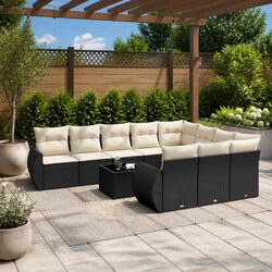 Premium 11-Piece Outdoor Sectional Sofa Set in Black Rattan