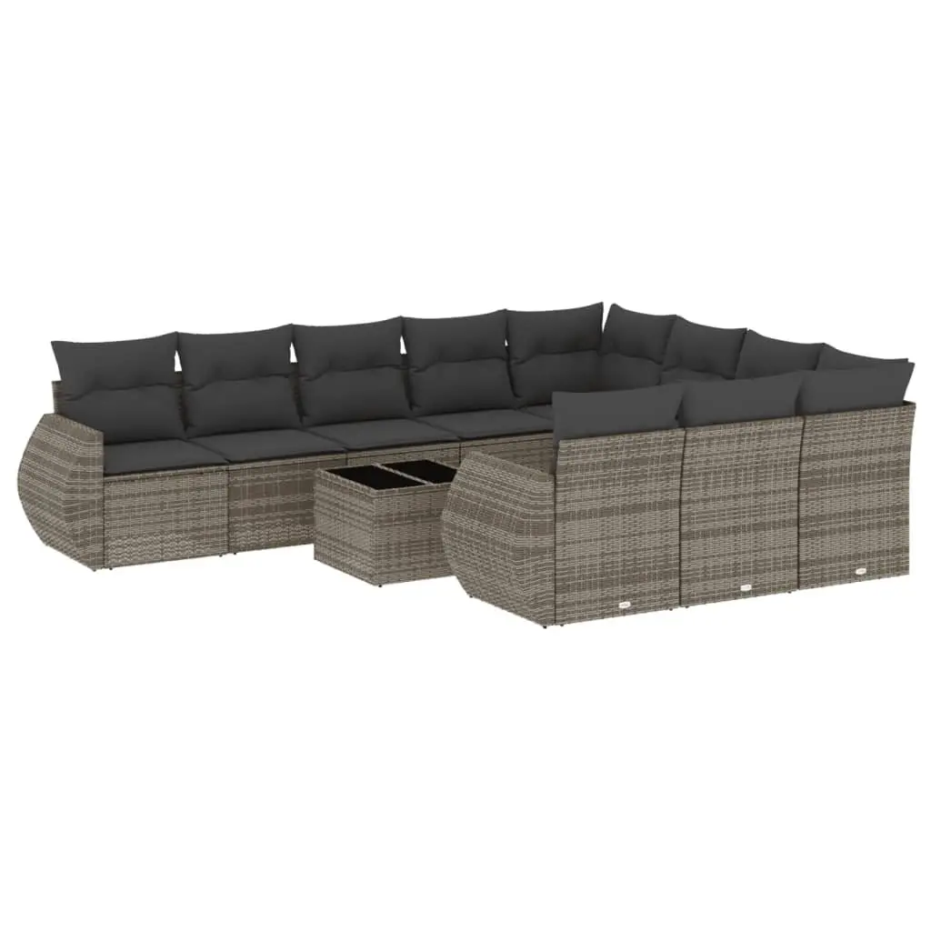 Grey Poly Rattan 11 Piece Outdoor Sectional Sofa Set