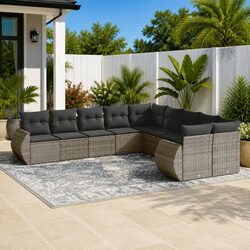 Grey Modular Outdoor Sectional Sofa Set 10 Pieces