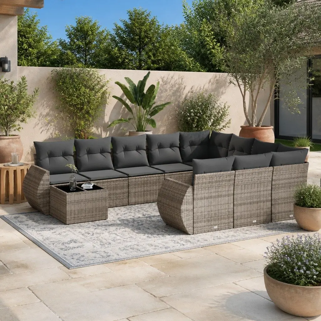 11 Piece Outdoor Sectional Sofa Set in Grey