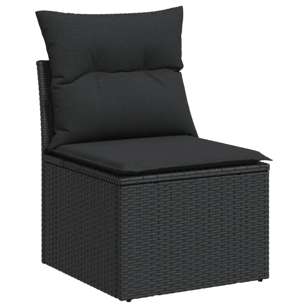 Black 4 Piece Outdoor Sectional Sofa Set with Cushions