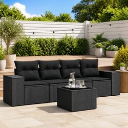 Premium Black Outdoor Sectional Sofa Set – 5 Pieces