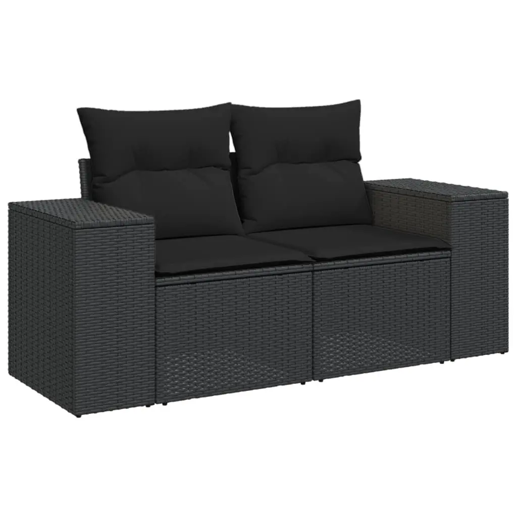 6-Piece Black Sectional Patio Sofa Set with Cushions