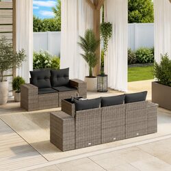6 Piece Outdoor Sectional Sofa Set Grey Poly Rattan