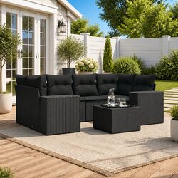 Premium 7-Piece Outdoor Sectional Sofa Set in Black