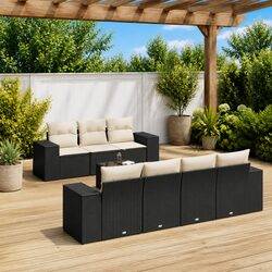 8-Piece Black Modular Outdoor Sofa Set for Relaxation
