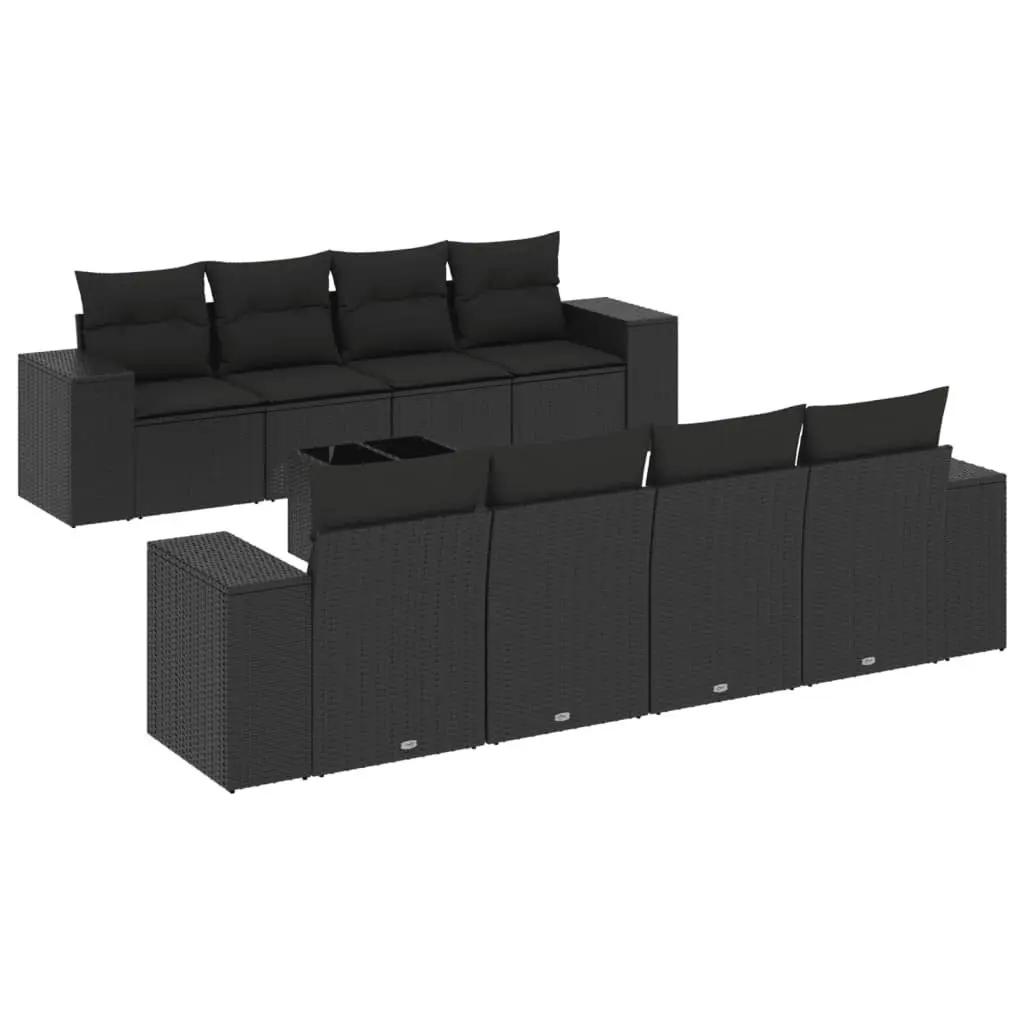 9 Piece Outdoor Modular Sectional Sofa Set in Black Rattan