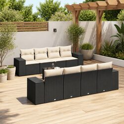 9-Piece Modular Garden Sofa Set with Black Poly Rattan