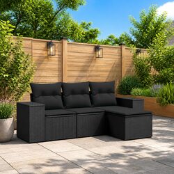 4 Piece Black Modular Outdoor Sectional Sofa Set