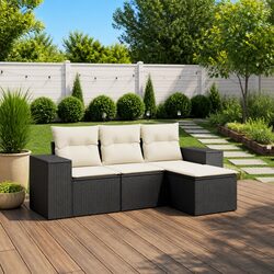 4 Piece Black Modular Outdoor Sofa Set