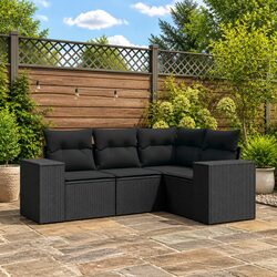Durable 4 Piece Black Outdoor Sectional Sofa Set