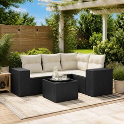 Durable 5 Piece Outdoor Sectional Sofa Set in Black