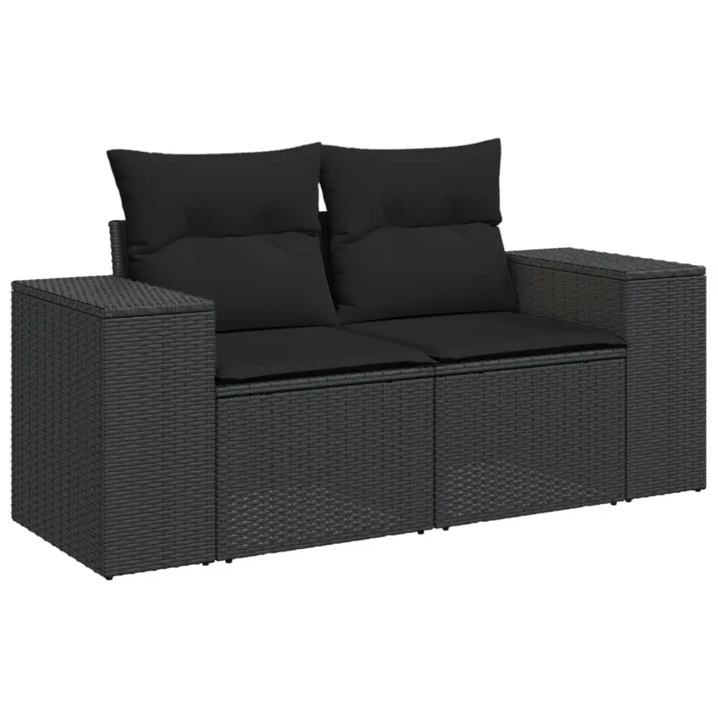 5-Piece Outdoor Sectional Sofa Set in Black Poly Rattan