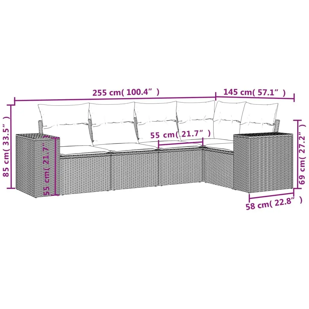 5-Piece Outdoor Sectional Sofa Set for Patio Relaxation