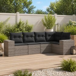 Durable 5-Piece Outdoor Sectional Sofa Set in Grey
