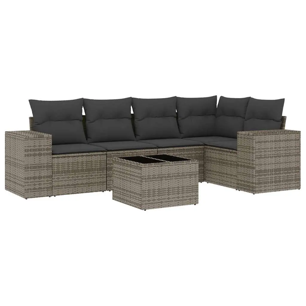 6-Piece Modular Outdoor Sofa Set in Grey Poly Rattan