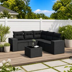 High-Quality 6 Piece Outdoor Garden Sofa Set in Black