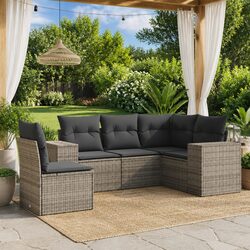 Premium 5 Piece Outdoor Garden Sofa Set with Cushions - Grey