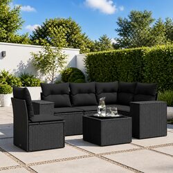 Stylish 6 Piece Modular Garden Sofa Set in Black