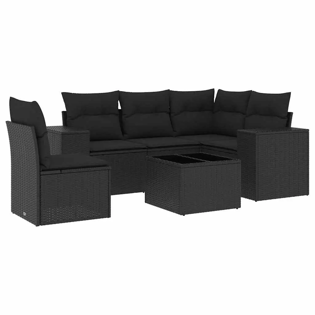 6 Piece Modular Garden Sofa Set in Black