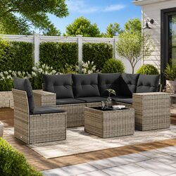 Premium 6-Piece Modular Garden Sofa Set in Grey