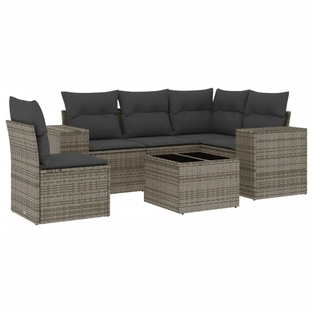Garden Sofa Set PE Poly Rattan 6 Piece Outdoor Furniture Grey Modular Patio Lounge