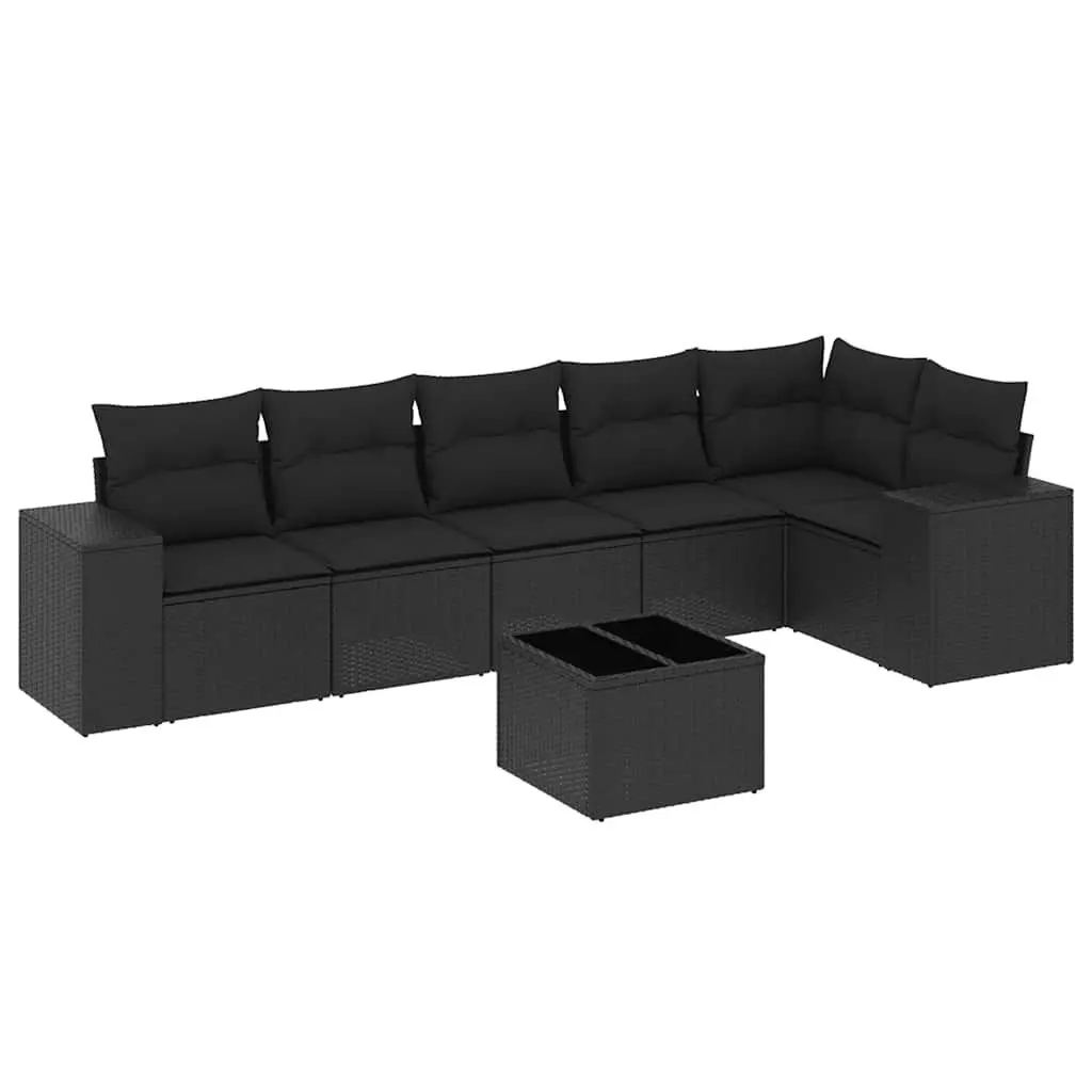 7 Piece Modular Garden Sofa Set in Black