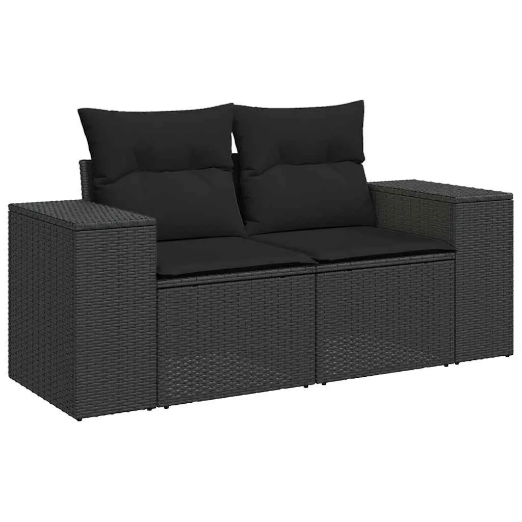 7 Piece Modular Garden Sofa Set in Black