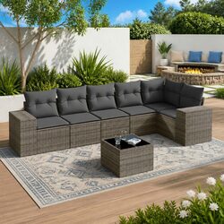 High-Quality 7 Piece Garden Sofa Set with Cushions