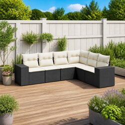 Stylish 6-Piece Outdoor Garden Sofa Set with Cushions