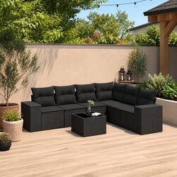 Premium 7 Piece Outdoor Garden Sofa Set in Black