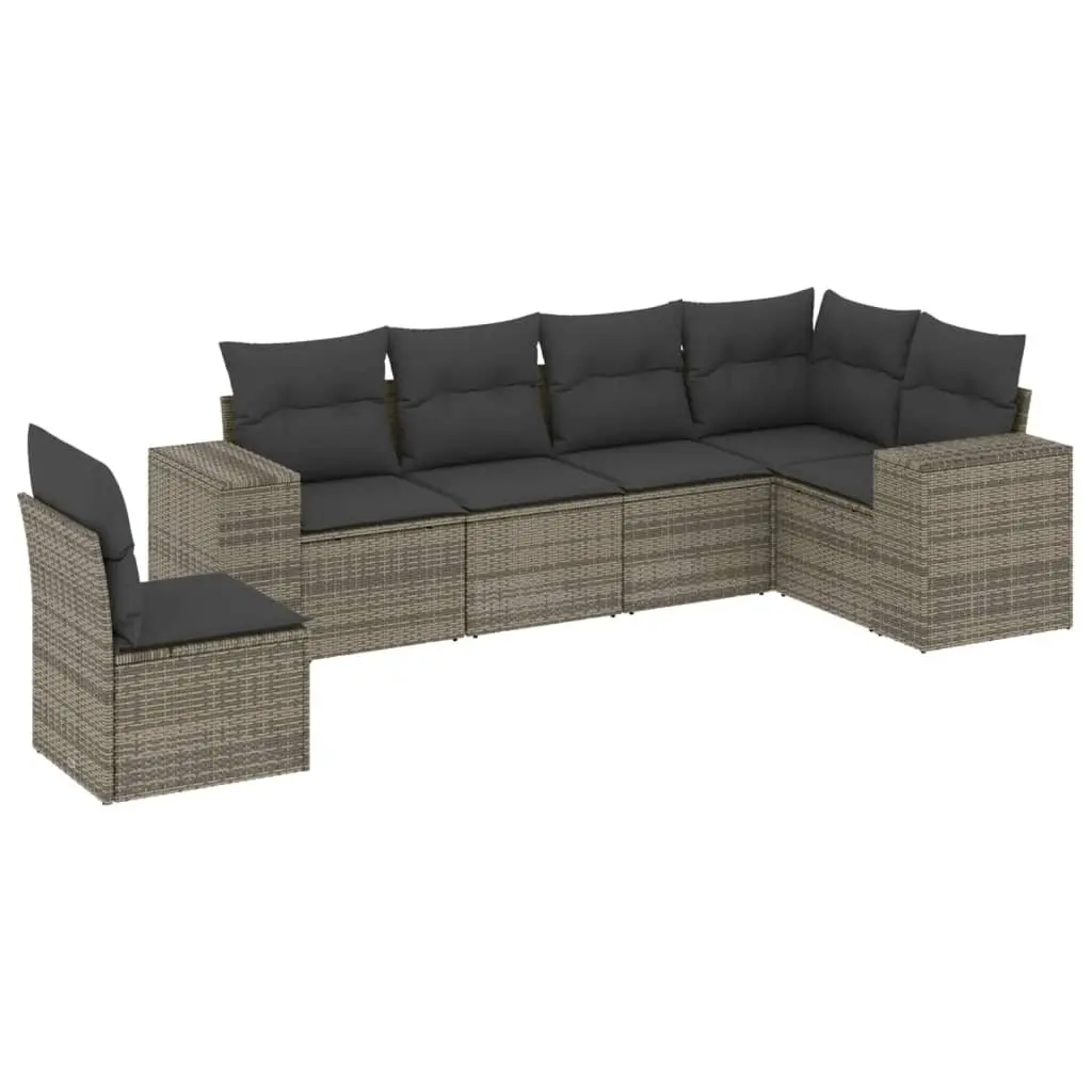 6 Piece Grey Modular Garden Sofa Set