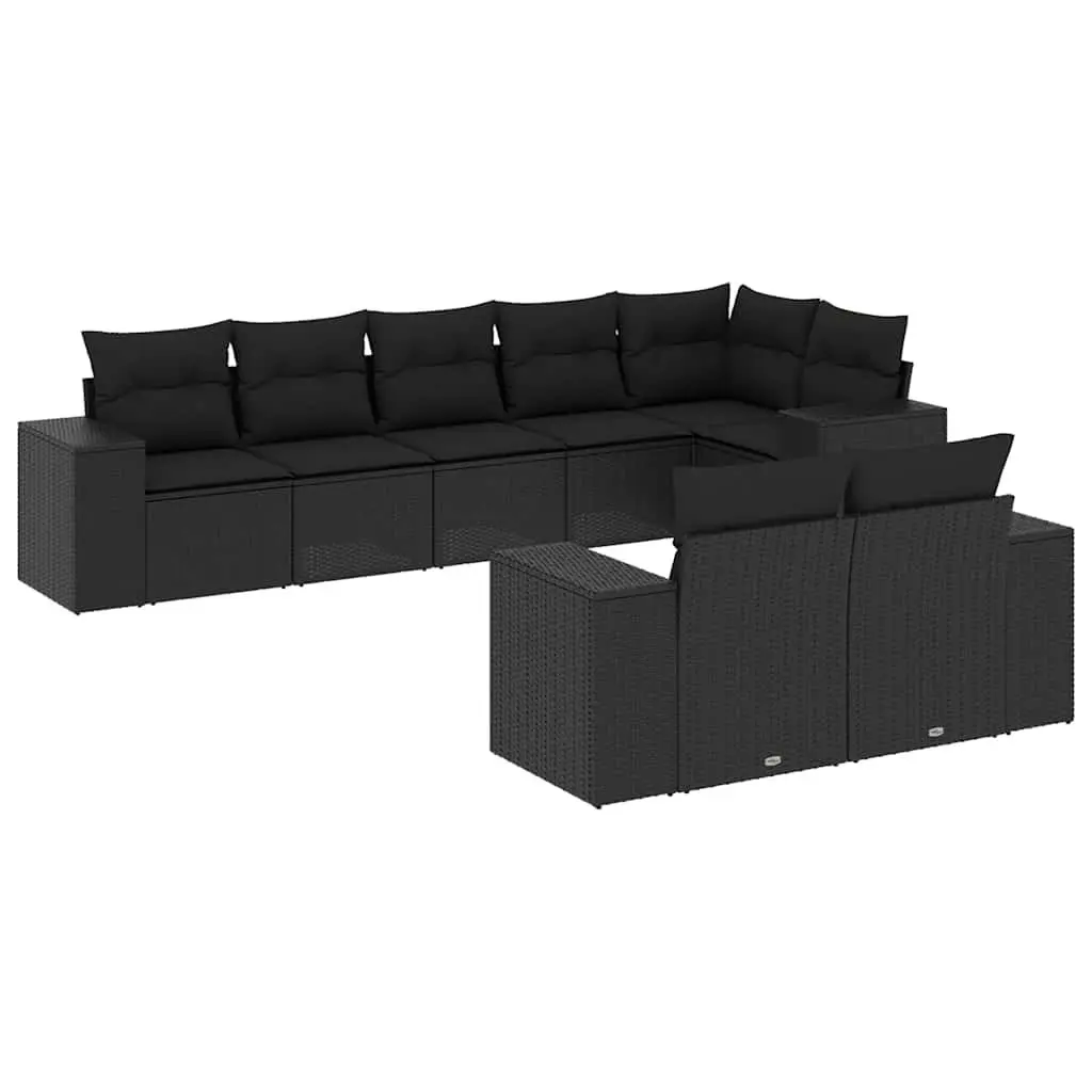 Modular Black Rattan 8 Piece Garden Sofa Set
