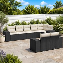 High-Quality Modular 8-Piece Garden Sofa Set in Black