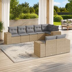 8-Piece Garden Sofa Set with Beige Cushions for Outdoors