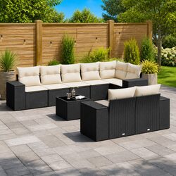Stylish 9 Piece Modular Black Garden Sofa Set
