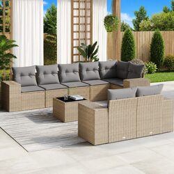 Durable 9 Piece Outdoor Garden Sofa Set in Beige