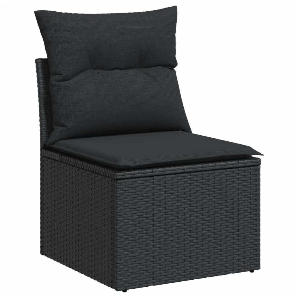 Garden Sofa Set PE Rattan 8 Piece Modular Outdoor Furniture with Cushions Black