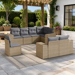 8-Piece Modular Outdoor Sofa Set with Beige Cushions